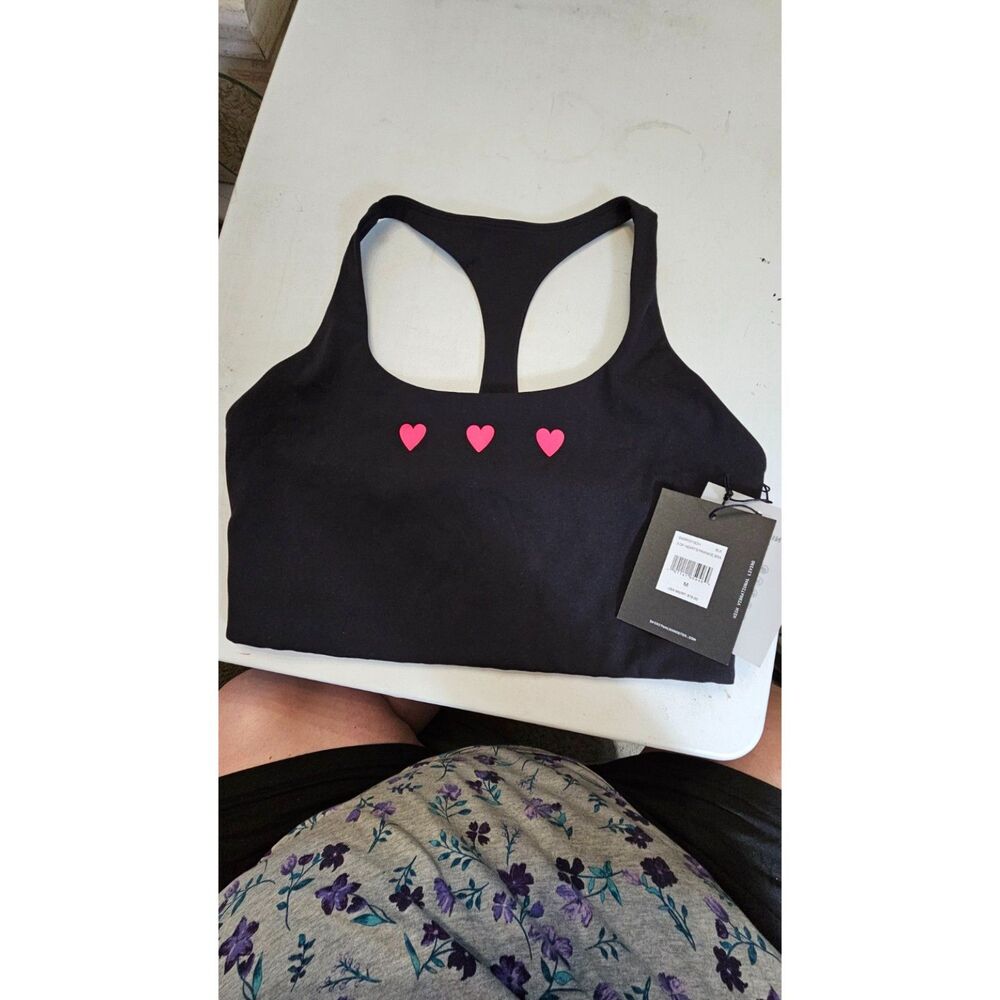 Spiritual Gangster 3 Of Hearts Frankie Sports Bra Black Medium NWT